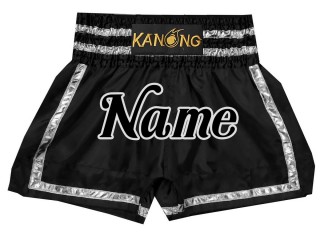 Short de Boxe Thai Noir Personnalisé : KNSCUST-1172